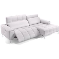 Leder Ecksofa Mini salento Rechts Weiß s: 217 x 163 Breite x 100 Tiefe Füße: Matt-Schwarz - Weiß - Sofanella von SOFANELLA