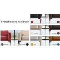 Stoff 2-Sitzer Sofa salerno Weiß 176 x 97 x 72 cm Füße: Matt-Schwarz - Weiß - Sofanella von SOFANELLA