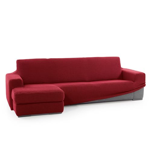 SOFASKINS® super elastischer Chaise Longue überzug, Sofabezug Kurze Linke Armlehne, Sofa überzug atmungsaktiv, bequem und langlebig, Kompatible Abmessungen des Sofas (210-340 cm), Farbe rot von SOFASKINS