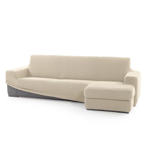 SOFASKINS® super elastischer Chaise Longue überzug, Sofabezug Kurze rechte Armlehne, Sofa überzug atmungsaktiv, bequem und langlebig, Kompatible Abmessungen des Sofas (210-340 cm), Farbe beig von SOFASKINS