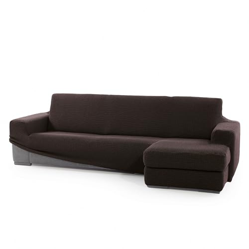 SOFASKINS® super elastischer Chaise Longue überzug, Sofabezug Kurze rechte Armlehne, Sofa überzug atmungsaktiv, bequem und langlebig, Kompatible Abmessungen des Sofas (210-340 cm), Farbe braun von SOFASKINS