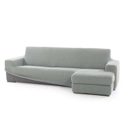 SOFASKINS® super elastischer Chaise Longue überzug, Sofabezug Kurze rechte Armlehne, Sofa überzug atmungsaktiv, bequem und langlebig, Kompatible Abmessungen des Sofas (210-340 cm), Farbe hellgrau von SOFASKINS