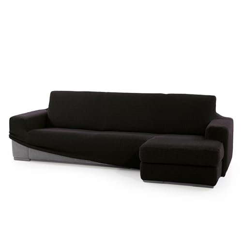 SOFASKINS® super elastischer Chaise Longue überzug, Sofabezug Kurze rechte Armlehne, Sofa überzug atmungsaktiv, bequem und langlebig, Kompatible Abmessungen des Sofas (210-340 cm), Farbe schwarz von SOFASKINS