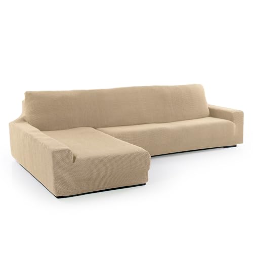 SOFASKINS® super elastischer Chaise Longue überzug, Sofabezug Linke Lange Armlehne, Sofa überzug atmungsaktiv, bequem und langlebig, Kompatible Abmessungen des Sofas (210-340 cm), Farbe beig von SOFASKINS