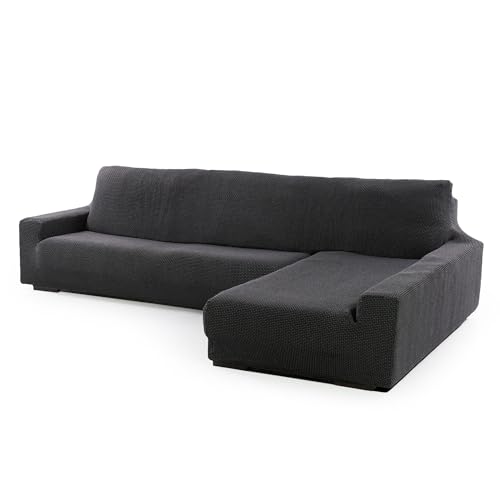 SOFASKINS® super elastischer Chaise Longue überzug, Sofabezug rechte Lange Armlehne, Sofa überzug atmungsaktiv, bequem und langlebig, Kompatible Abmessungen des Sofas (210-340 cm), Farbe dunkelgrau von SOFASKINS