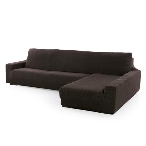 SOFASKINS® super elastischer Chaise Longue überzug, Sofabezug rechte Lange Armlehne, Sofa überzug atmungsaktiv, bequem und langlebig, Kompatible Abmessungen des Sofas (210-340 cm), Farbe braun von SOFASKINS