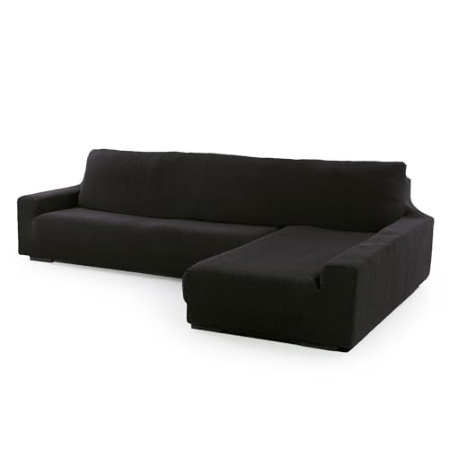 SOFASKINS® super elastischer Chaise Longue überzug, Sofabezug rechte Lange Armlehne, Sofa überzug atmungsaktiv, bequem und langlebig, Kompatible Abmessungen des Sofas (210-340 cm), Farbe schwarz von SOFASKINS