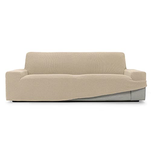 SOFASKINS® super elastischer überzug, Sofabezug 4 sitzer, atmungsaktiv, bequem und langlebig, Sofa überzug, Einfach anzubringen, Maße (230-270Cm), Farbe Beig von SOFASKINS