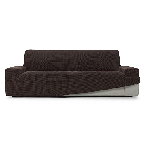 SOFASKINS® super elastischer überzug, Sofabezug 4 sitzer, atmungsaktiv, bequem und langlebig, Sofa überzug, Einfach anzubringen, Maße (230-270Cm), Farbe braun von SOFASKINS