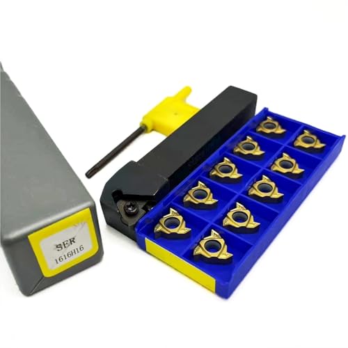 16ER AG60-S KT8060 Für SER1212H16 SER1616H16 SER2020K16 SER2525M16 Hartmetall Einsätze Externe Gewinde Drehen Werkzeug Halter Set Wendeschneidplatten(SER16H16-RT16W YB201) von SOFBO