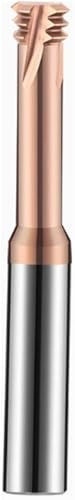 CNC-Werkzeuge 3 Zähne Beschichtung Hartmetall Gewindefräser M3 M2.5 M12 Drei Zähne Gewindefräser Für Edelstahl Aluminium(Nano bronze,M24X3.0) von SOFBO