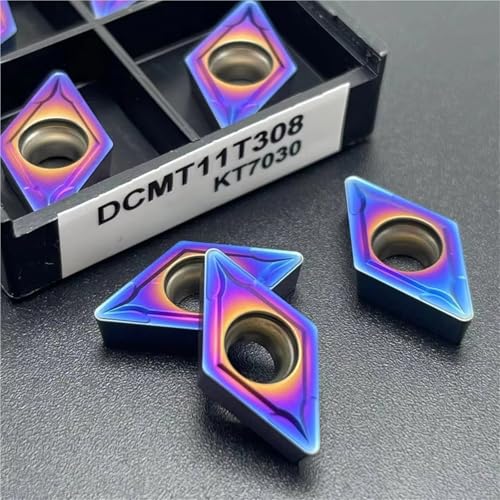 DCMT11T304 DCMT11T308 Edelstahl HRC55 Nano Blau Hartmetall Werkzeug DCMT 11T304 Gehärtet Hohe Härte CNC Werkzeug 10 STÜCKE Wendeschneidplatten(DCMT 11T308 KT7030) von SOFBO