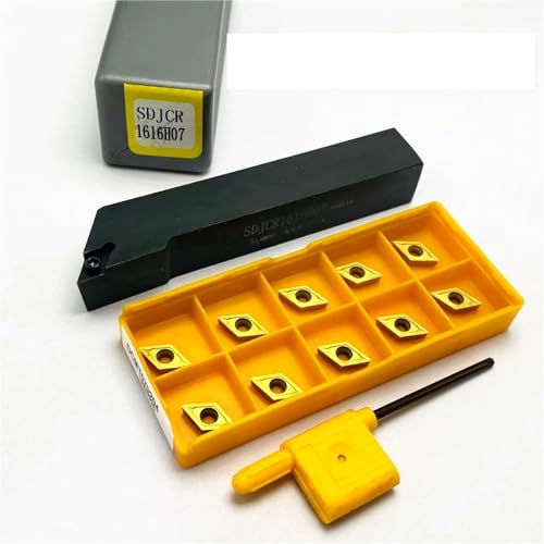 SDJCR1010H07 SDJCR1212H07 SDJCR1616H07 SDJCR CNC Externe Drehen Werkzeug Halter Cutter Bar DCMT070204 Hartmetall Einsatz CNC Drehmaschine Set Wendeschneidplatten(SDJCR1616 and UE6020) von SOFBO