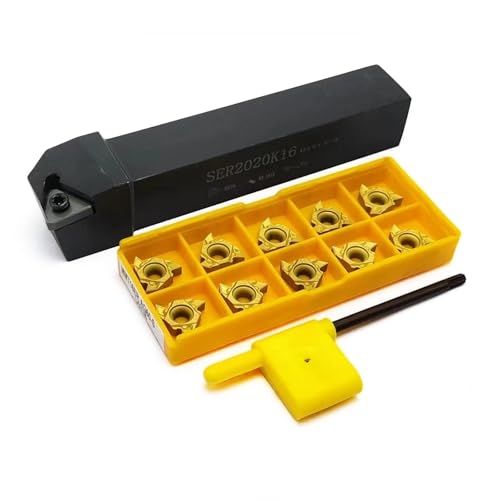 SER2020K16 Externe Gewinde Drehen Werkzeug Halter CNC Drehmaschine Maschine Cutter + 10PCS Hartmetall Einsatz MMT16ER AG60/AG60-S Wendeschneidplatten(2020 and AG60-S US) von SOFBO
