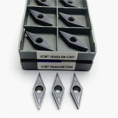 VCMT160404 VCMT160408 SM IC907 IC908 Hartmetalleinsatz VCMT 160404 160408 SM IC907 IC908 CNC-Drehwerkzeug, Edelstahl, 10 Stück Wendeschneidplatten(VCMT160404-SM IC908) von SOFBO