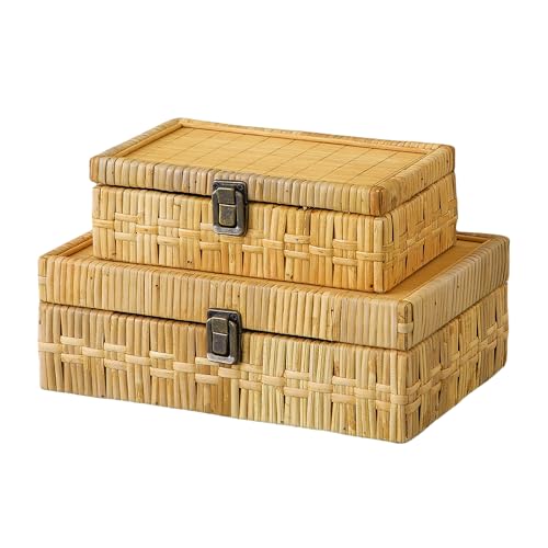 SOFE Rechteckige Rattan-Box, 2er-Set (braun) von SOFE