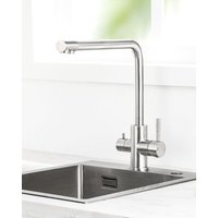 Sofetiy Max 3 Wege Wasserhahn Küche, 360°drehbar Küchenarmatur Spültischarmatur für Wasserfilter, Trinkwasserhahn mit 2 Hebel, gebürstet von SOFETIY MAX