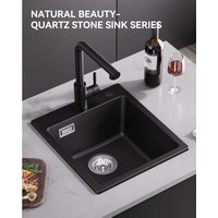 Sofetiy Max Granitspüle 40 x 45 cm Spülbecken Granit, Küchenspüle klein Granit Einbauspüle mit Siphon Ab- und Überlaufgarnitur von SOFETIY MAX