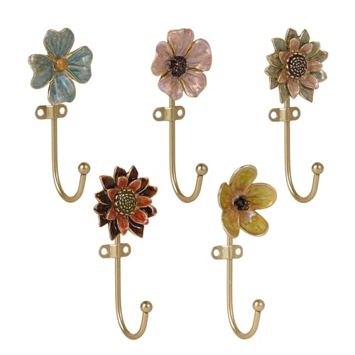 SOFFEE DESIGN Wandhaken mit Blumenmuster, französischer Garten, auffälliger Eingangsbereich, Dekoration für Mäntel, Hüte, buntes Frühlingsgeschenk, 5 Stück von SOFFEE DESIGN