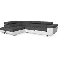 Aller Ecksofa mit Schlaffunktion und Bettkasten Dunkelgrau, Kunstleder, Ottomane Links. von SOFILAND