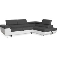 Aller Ecksofa mit Schlaffunktion und Bettkasten Dunkelgrau, Kunstleder, Ottomane Rechte. von SOFILAND