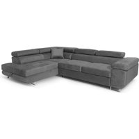 Ecksofa Aller L-form mit Schlaffunktion und Bettkasten in Hellgrau (Jasmine 27), Links Ottomane von SOFILAND