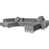 Sofiland - Ecksofa Aller Lang xl, Eckcouch mit Schlaffunktion und Bettkasten in Grau, Ecksofa mit Hocker, Links Ottomane von SOFILAND