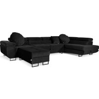 Sofiland - Ecksofa Aller Lang xl, Eckcouch mit Schlaffunktion und Bettkasten in Schwarz, Ecksofa mit Hocker, Ottomane Rechte. von SOFILAND