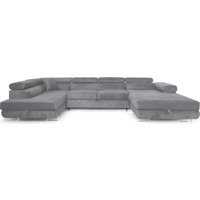 Ecksofa Aller U XXL-Ecksofa mit Schlaffunktion und zwei Bettkasten in Hellgrau, linke Seite von SOFILAND