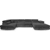 Ecksofa Aller u XXL-Ecksofa mit Schlaffunktion und zwei Bettkasten in Graphit, linke Seite von SOFILAND