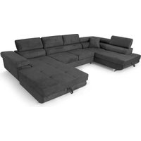 Ecksofa Aller u XXL-Ecksofa mit Schlaffunktion und zwei Bettkasten in Graphit, rechte Seite von SOFILAND