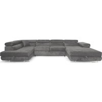 Ecksofa Aller u XXL-Ecksofa mit Schlaffunktion und zwei Bettkasten in Grau, linke Seite von SOFILAND
