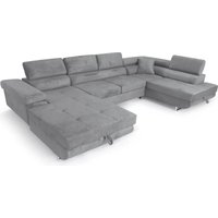 Ecksofa Aller u XXL-Ecksofa mit Schlaffunktion und zwei Bettkasten in Hellgrau, rechte Seite von SOFILAND