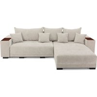 Ecksofa allen l - L-Form Sofa mit Schlaffunktion und Bettkasten, 280 x 190 x 91 cm, Stoff Rosario Beige, Seite Universal von SOFILAND