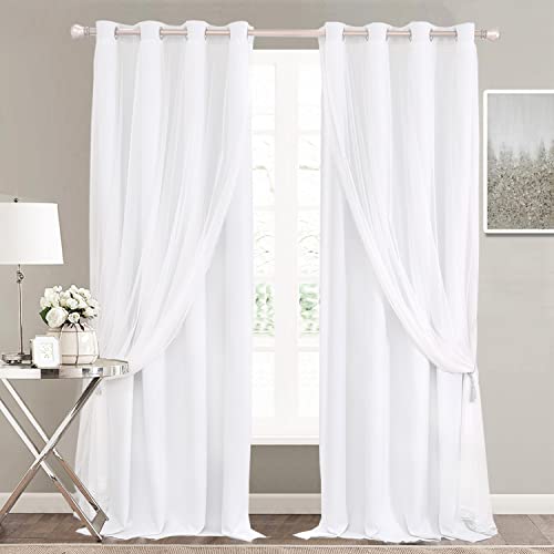 SOFJAGETQ Winter-Vorhänge, 213,4 cm lang, 2 Schichten, für Schlafzimmer, Büro, Winterweiß, 2 Stück von SOFJAGETQ