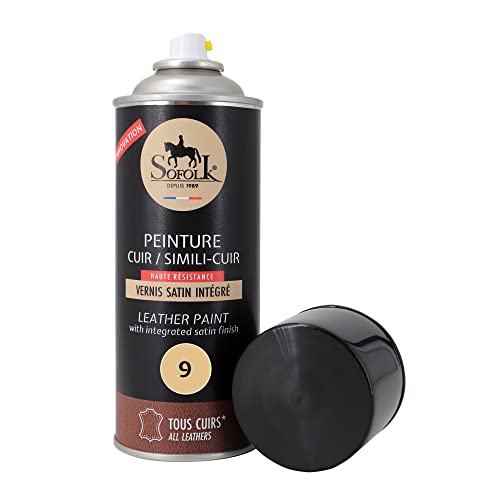 Sofolk - Lederfarbe mit integriertem Lack - Rückfärbung von beschädigtem, zerkratztem und verfärbtem Leder: Lenkrad, Autositz, Sofa, Schuhe, Jacke und Kleidung - Aerosol 400ml - 09-Beige von SOFOLK DEPUIS 1989