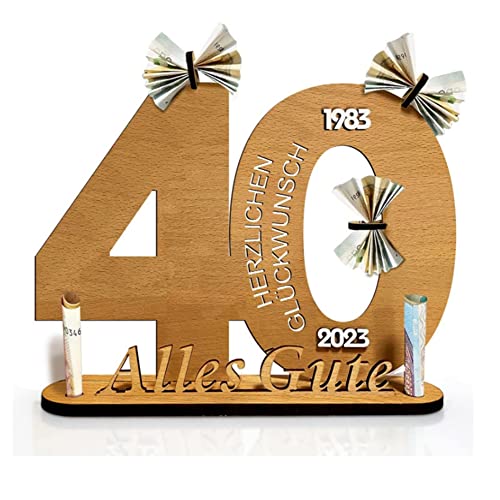 SOFORFREEM 2023 Geburtstag Jahrestag für Jahre aus Holz Gästebuch mit Ständer und Kerzenhalter Dekoration Geburtstagsgeschenk (40) von SOFORFREEM