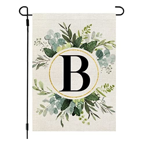 SOFORFREEM Gartenflagge mit Monogramm Schönheit, Buchstabe B, Blumen, 30,5 x 45,7 cm, doppelseitig, für den Außenbereich, kleine Sackleinen, Familienname, 3 Stück von SOFORFREEM