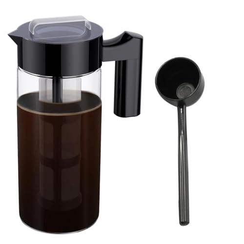 SOFORFREEM Kaltkaffeemaschine, Eiskaffeekanne mit Filter, Glaskanne zur Herstellung von Eiskaffee für Kühlschrank, Schwarz von SOFORFREEM