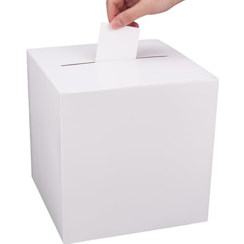 SOFPLATE Kartenbox Party Deko Geschenkbox Kraftpapier Weiß Hochzeitsbox Geschenkkartenbox Mit 10 Karten Für Hochzeitsempfang Geburtstag Abschlussfeier Jahrestag Tombola Geschenk Tischdekoratio von SOFPLATE