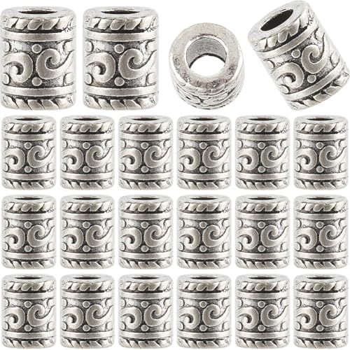 SOFPLATE 1 Box 100 Stück 7mm Röhren Abstandshalterperlen Legierung Großes Loch Säulenperle Lose Tibetisches Antiksilber Metall Gebogen Hohl Armbande Lose Charm Perlen Zur Schmuckherstellung Perlenket von SOFPLATE