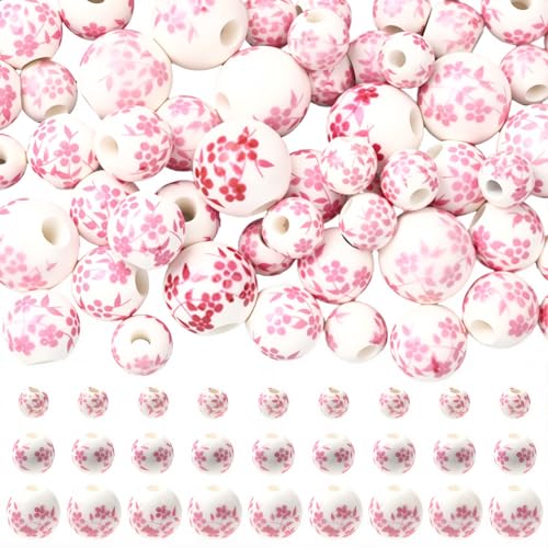 SOFPLATE 1 Box 100 Stück Rosa Blumenn Keramikperlen Porzellanperlen Großpackung Klein 6mm 8mm 10mm Runde Kugelperlen Rosa Blumennmuster Glatt Lose Abstandshalter Beschläge Für Die Schmuckherstellun SOFPLATE 1 Box 100 Stück Rosa Blumenn Keramikperlen Porzellanperlen Großpackung Klein 6mm 8mm 10mm Runde Kugelperlen Rosa Blumennmuster Glatt Lose Abstandshalter Beschläge Für Die Schmuckherstellun von SOFPLATE
