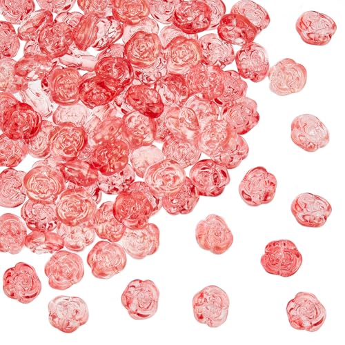 SOFPLATE 1 Box 100 Stück Rosa Perle Glasblumenperle Transparent Tschechische Geschnitzte Blumen Floraler Kristall Glitzer Lose Abstandsperlen Für Armbänder Halsketten Schmuckherstellung DIY Basteln De von SOFPLATE