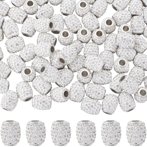 SOFPLATE 1 Box 100 Stück Strass Perlen Aus Polymer Ton Kristall Fassperlen Großpackung Europäische Glas Strasssteine Mit Großem Loch Lose Charm Perlen Für Schlangenketten Armbänder Schmuckherstellung von SOFPLATE