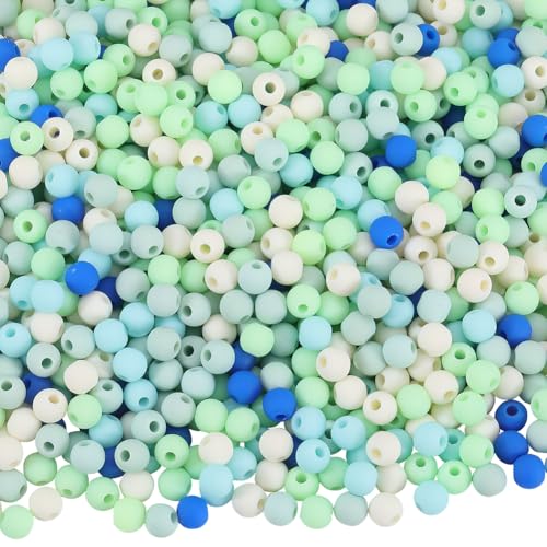 SOFPLATE 1 Box 1000 Stück 6mm Matte Perlen Mattierte Runde Acrylperlen Dunkelblau Undurchsichtig Gefärbte Kaugummikugeln Kleine Mattierte Glatte Abstandshalterperlen Für Die Schmuckherstellung Armbän von SOFPLATE