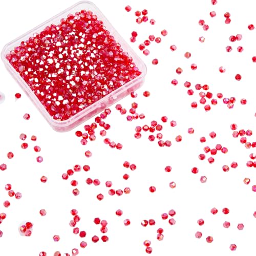 SOFPLATE 1 Box 1000 Stück Rote Doppelkegelperlen 4mm Facettierte Kristallglasperlen Lose Einfarbig ab Glatt Glänzend Transparent Abstandshalter Für Schmuckherstellung Ohrringe DIY Basteln Dekoration W von SOFPLATE