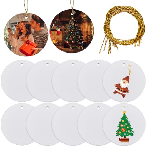 SOFPLATE 1 Box 12 Stück 3 Zoll Weiße Keramikornamente Leere Weihnachtsornament Rohlinge Flache Runde Keramikscheibe DIY Bemalung Basteln Mit 12 Stück Schnur Porzellan Dekorationen Für Zuhause Hochzeit von SOFPLATE