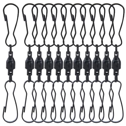 SOFPLATE 1 Box 20 Stück Dual Swivel Clip Wind Spinner Haken 360 Grad drehbar Edelstahl Schwarz drehender Windsack Spirale Schwänze Kristall Twisters zum Aufhängen von Windspinnern, Pflanzen, Flaggen, SOFPLATE 1 Box 20 Stück Dual Swivel Clip Wind Spinner Haken 360 Grad drehbar Edelstahl Schwarz drehender Windsack Spirale Schwänze Kristall Twisters zum Aufhängen von Windspinnern, Pflanzen, Flaggen, von SOFPLATE