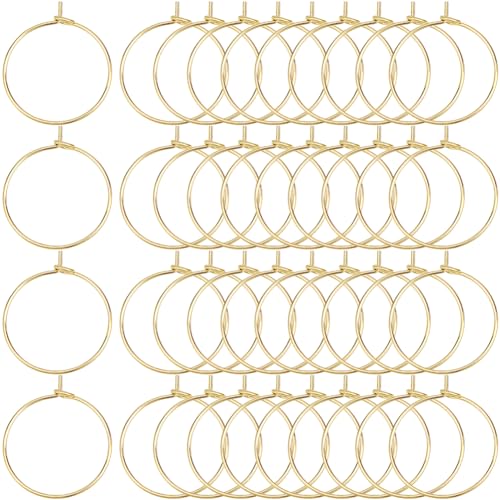 SOFPLATE 1 Box 200 Stück Goldene Ohrringe Mit PerlenKleine Weinglas Charm RingeMessingHypoallergenOffene CreolenBaumelnde Runde Weinringe Für SchmuckherstellungZubehörPartyHochzeitDIYHandwerk von SOFPLATE