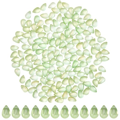 SOFPLATE 1 Box 200 Stück transparente Tropfenperlen Glaskristallperlen 9 x 6 mm Wassertropfen oben gebohrte Kronleuchter Charms mit Glitzer lose Abstandshalter für Ohrringe, Armbänder, Halsketten von SOFPLATE